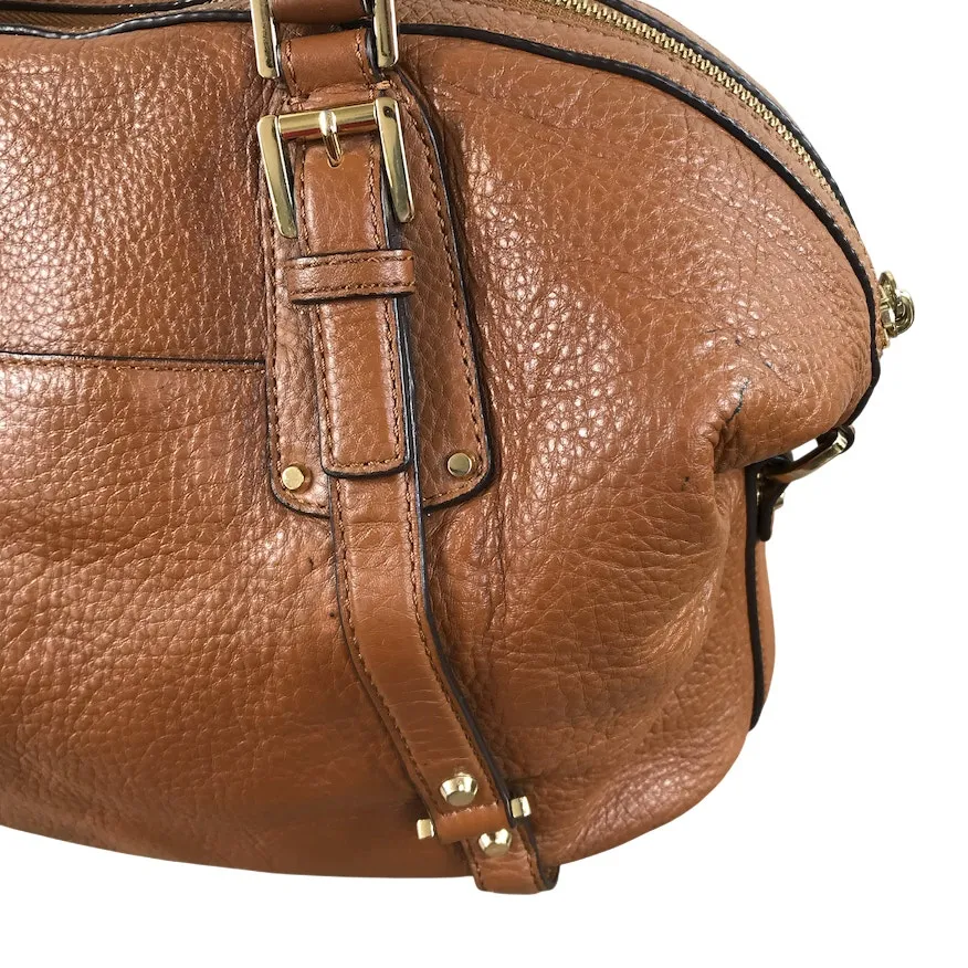MICHAEL KORS Bedford Pebbled Leather Satchel Bag Brown Versatile Timeles Classic - Image 9
