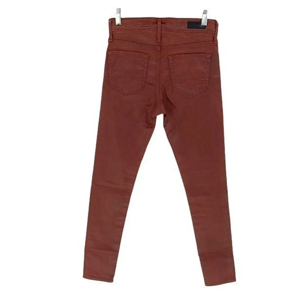 AG Adriano Goldschmied Women's Farrah Skinny Ankle Jeans Coated Bordeaux 25‎ R - Image 6