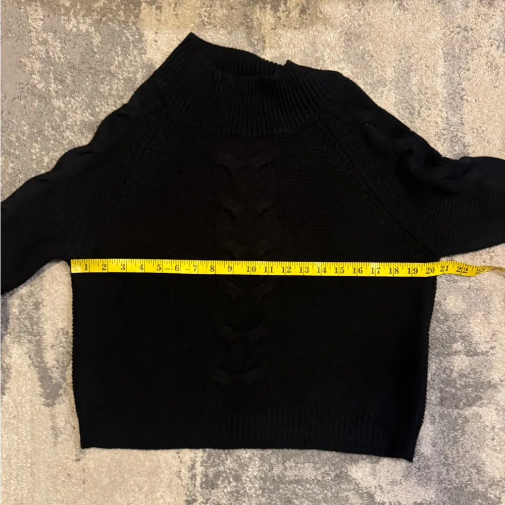 Poof! Black Cowl Neck Sweater Cable Knit - Image 5