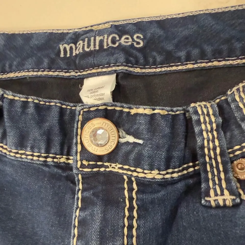 Maurices Skinny Jeans Women's Size M-Reg Low Rise Dark Wash Contrast Stitching - Image 3