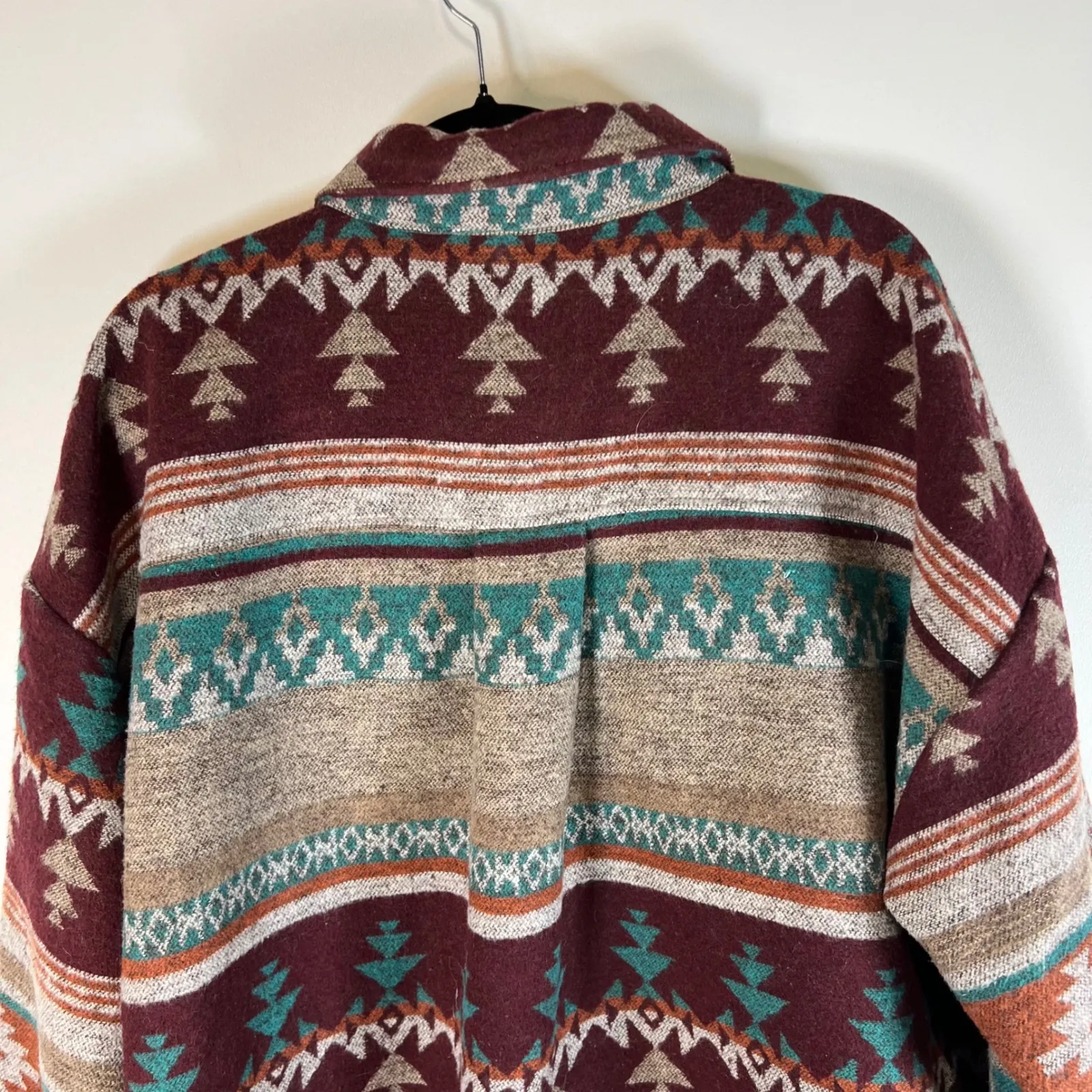 GRACE KARMA Women's 3X Southwestern Patterned Shacket Jacket Burgundy Teal boho Brown - Image 6