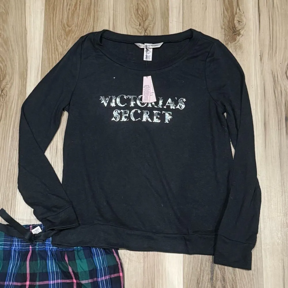 NEW Victoria’s Secret Two Piece Pajama Plaid Set Women’s XS Short - Image 3