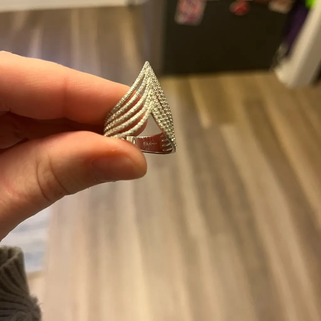 LAFONN SIMULATED DIAMOND 5 ROW DEEP V RING Silver - Image 3