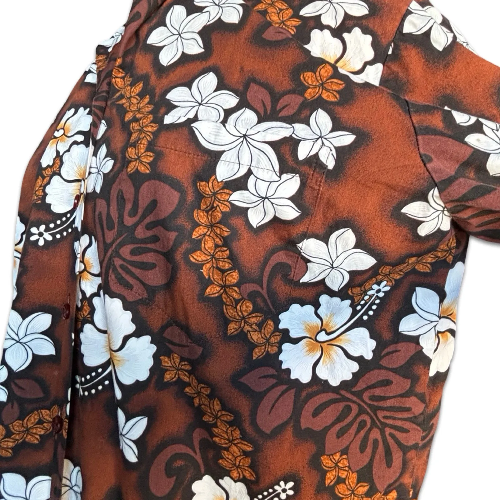 Vintage Hilo Hattie Hawaiian Original Brown Floral Shirt Womens Medium Tropical - Image 7