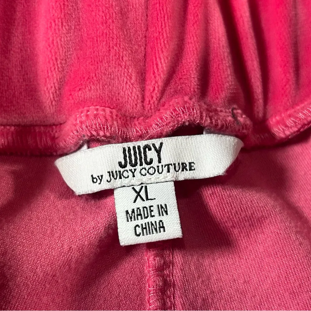 Juicy Couture Velour Jogger Pants XL Hot Pink Y2K Lounge Athleisure Soft Cozy - Image 9