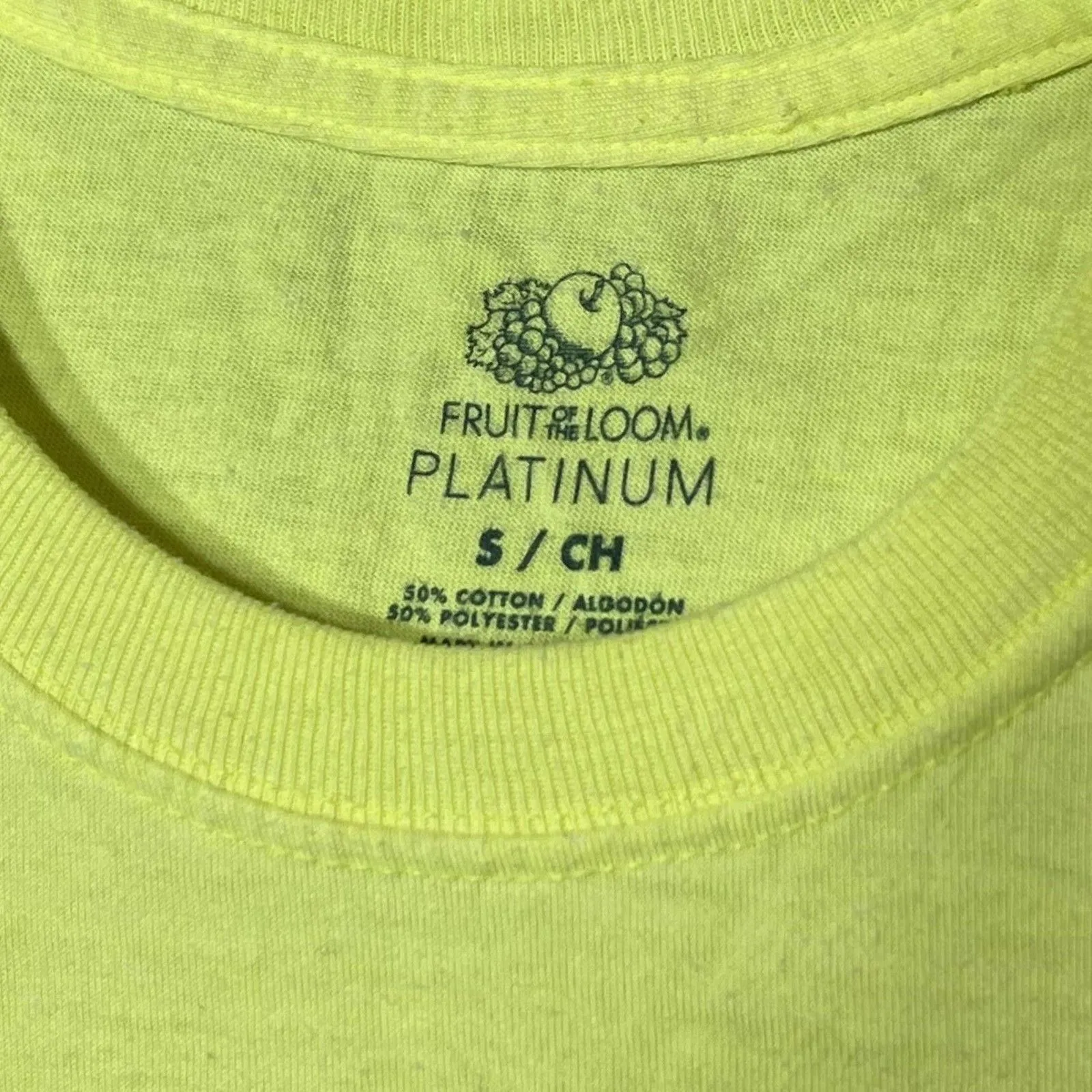 Fruit of the Loom Shirt Women's Small Neon Yellow Platinum Crew Short Sleeve Tee - Image 4