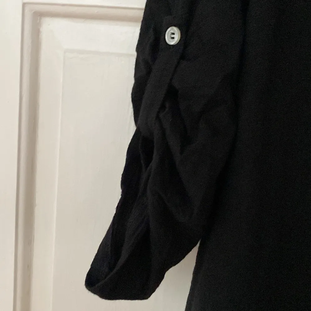 Soma Button Up‎ Coverup Tunic Roll Tab Long Sleeve Black Gauze Gauzy Size XL - Image 4