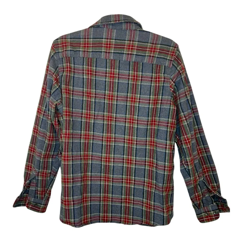 L.L.Bean Gray Red Plaid Flannel Button Down Shirt Classic Preppy Cabincore Large - Image 3