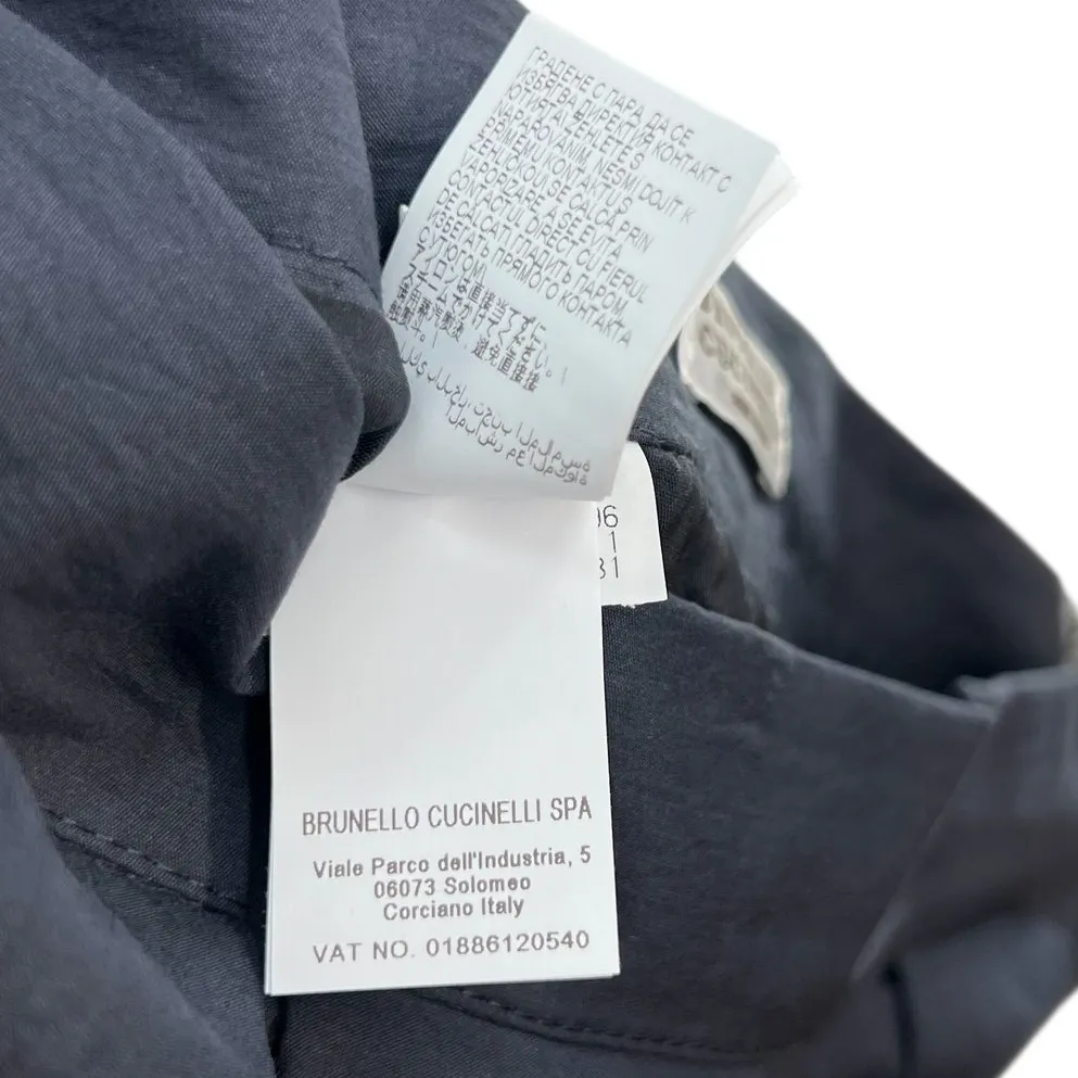 Brunello Cucinelli Pleated Asymmetric Skirt Cotton Navy Blue Size US 8 - Image 12