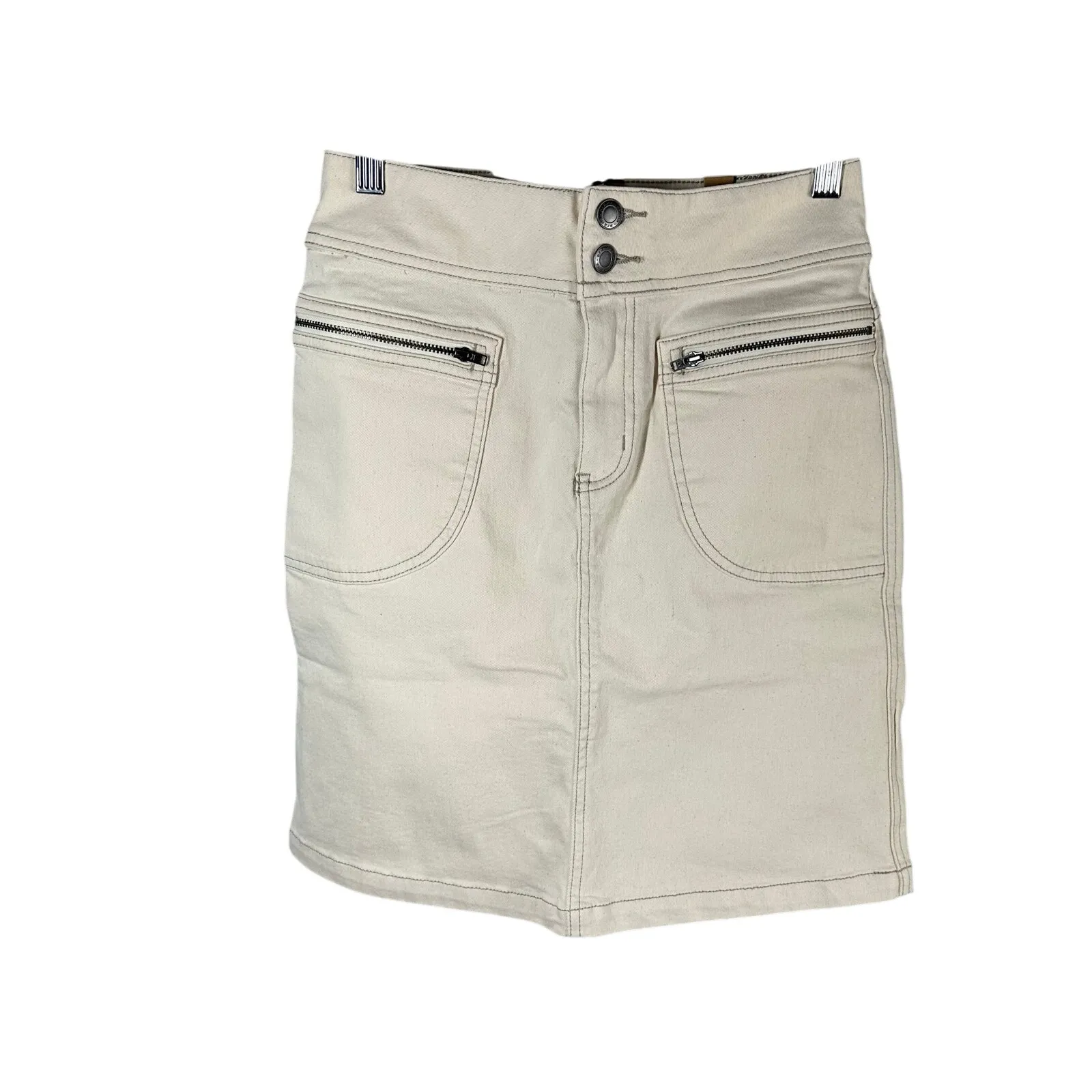 Prana Organic Cotton Broadway Denim Mini Skirt Size 0 Natural - Image 2