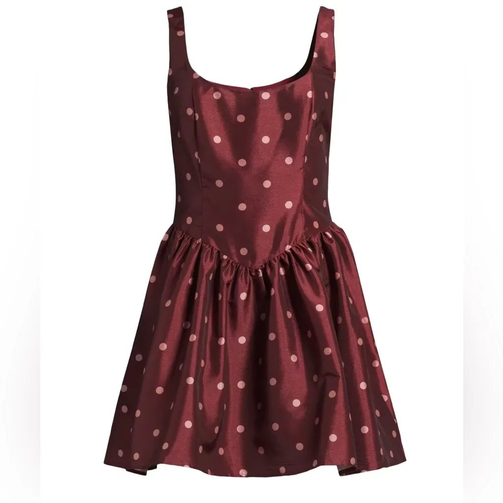 Hutch Burgundy Red Polka Dot Mini Dress NWT - Image 4