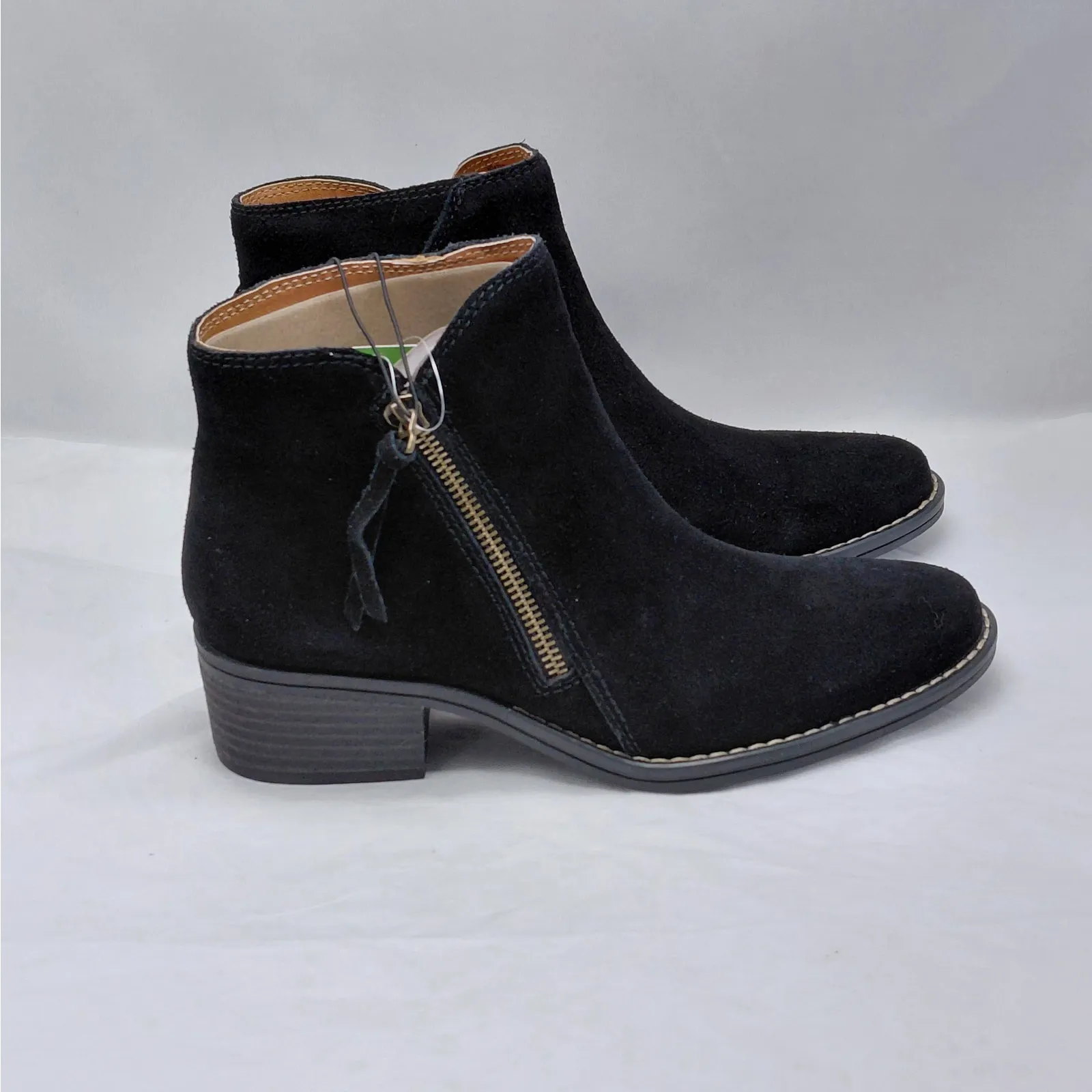 White Mountain Womens Ankle Boots Sz 7.5 Black Suede Block Heel Coastal Cowgirl - Image 2