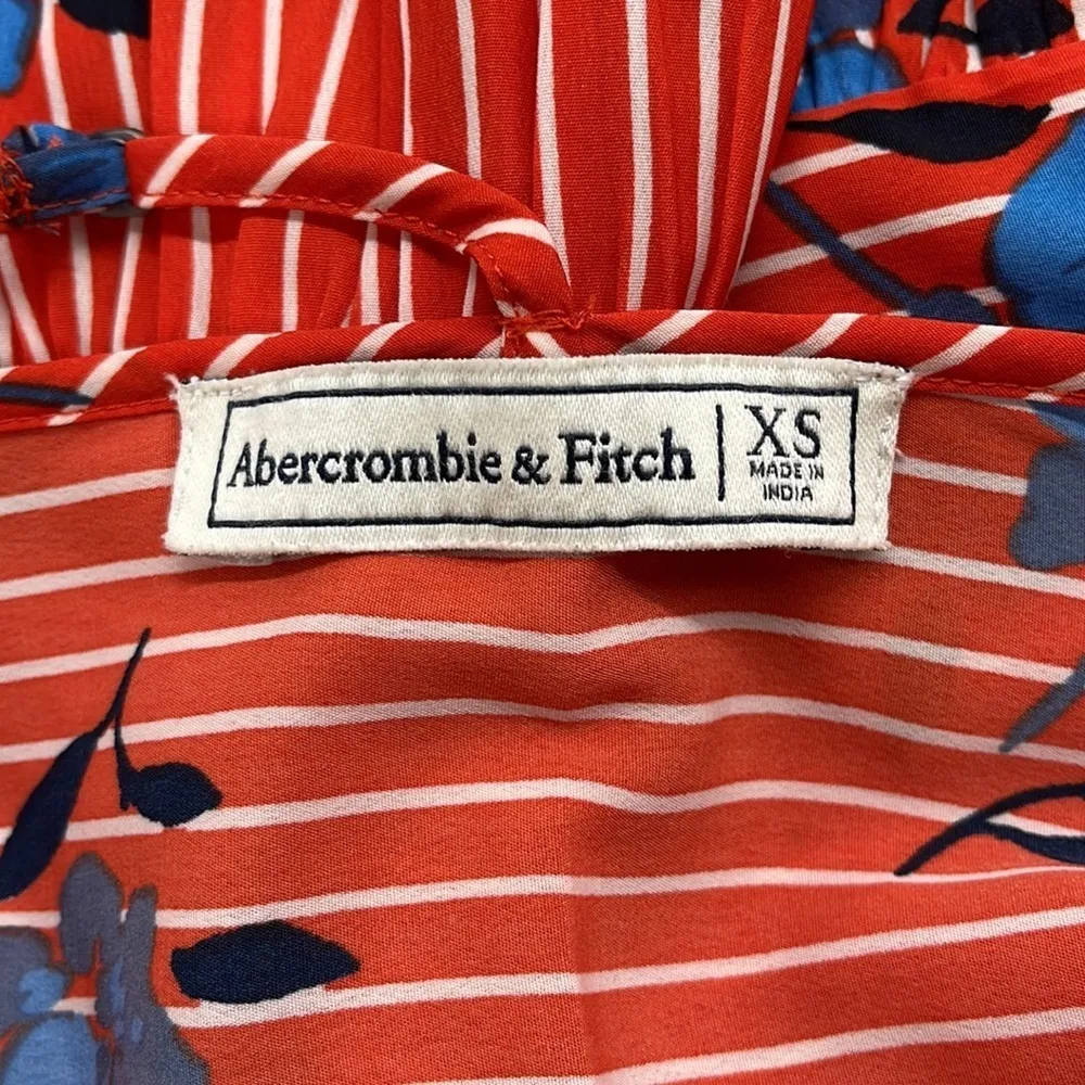 Abercrombie & Fitch Red White and Blue Striped Floral T-Back Peplum Top - Image 6