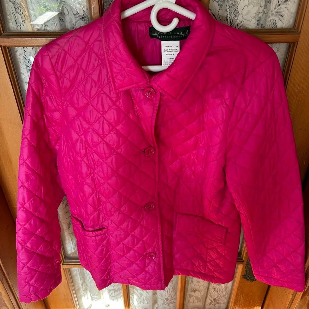 NWOT Harve Benard Quilted Jacket Sz 8 Hot Pink - Image 2