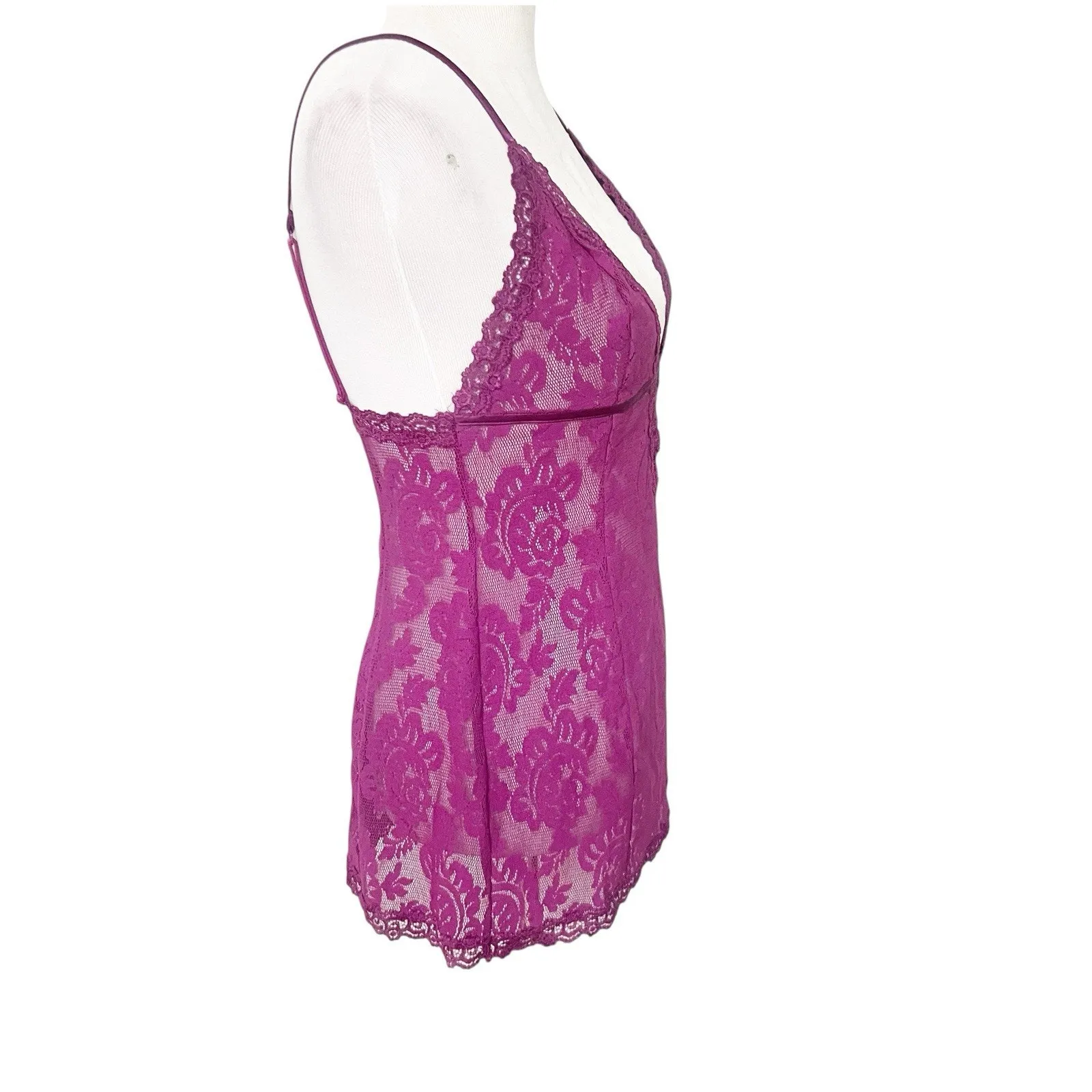 Vintage Victoria Secret Lace Babydoll Chemise Lingerie Medium Coquette Fairycore Purple - Image 3