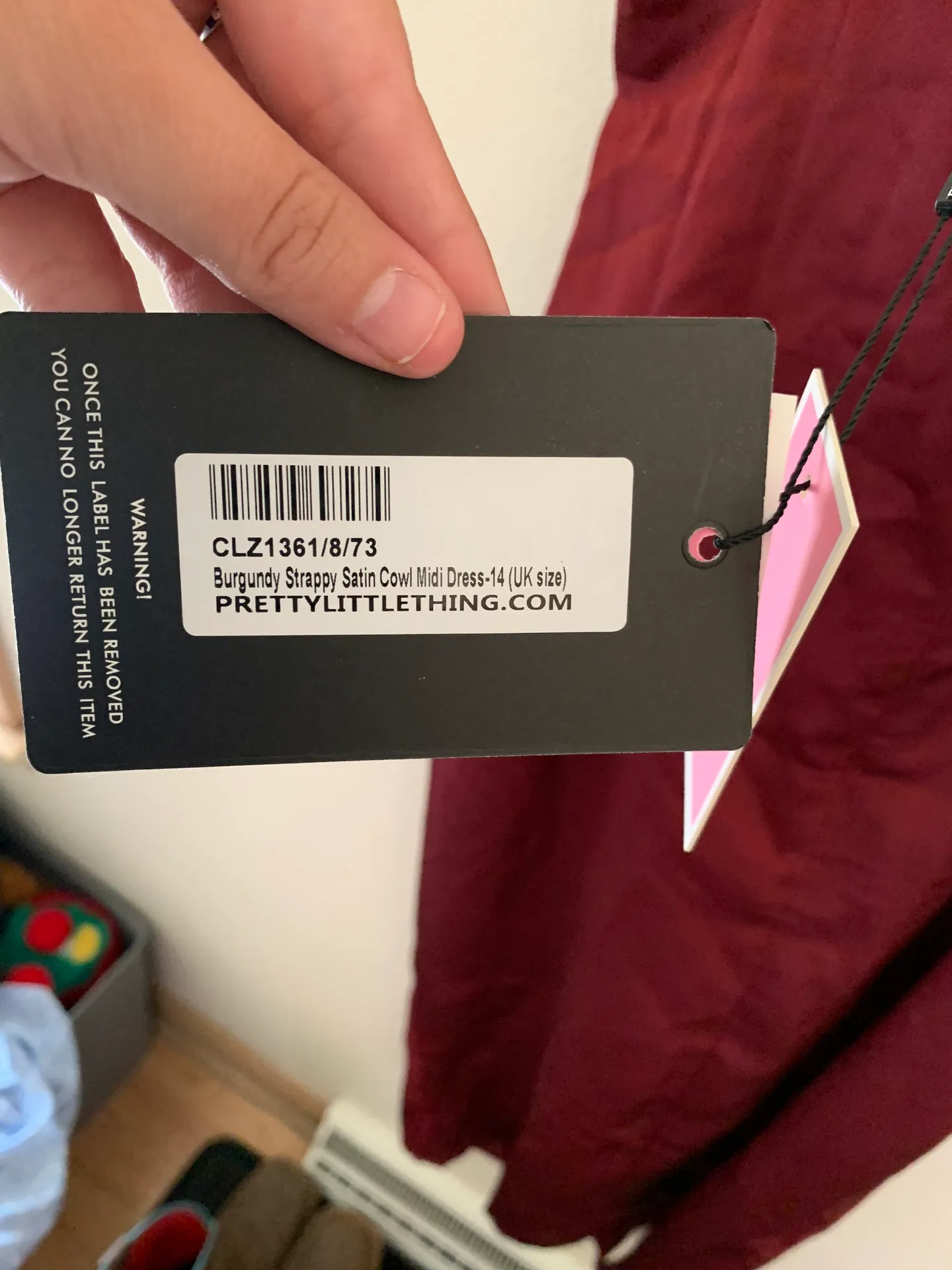 Burgundy Silky/ Satin Dress - Image 7