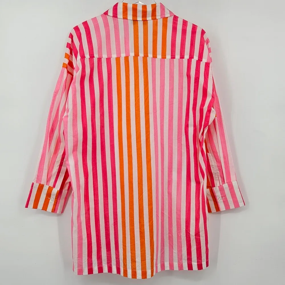 Beach Riot Alexa Coverup Button Down‎ Top Pink Orange Small - Image 13