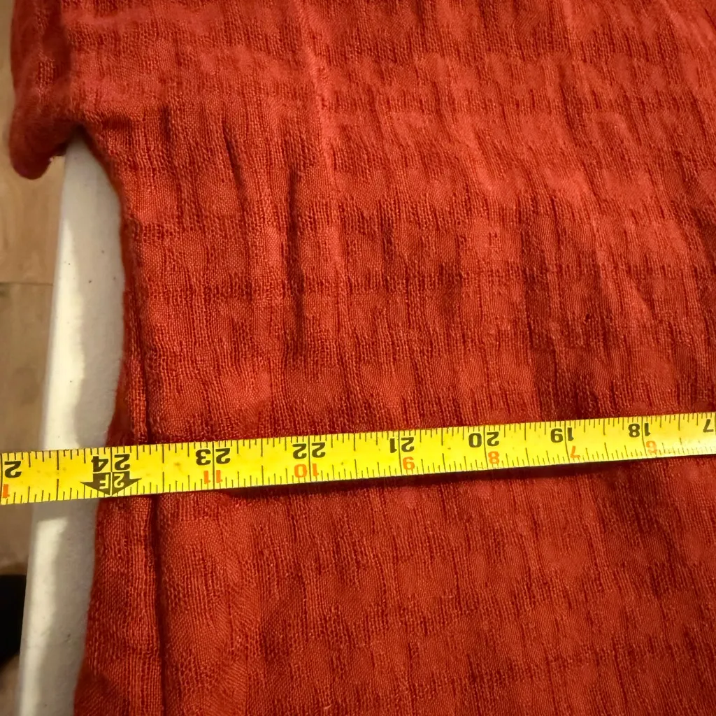 Soft Surroundings Gauze Midi Linen Blend short sleeve remi shirt dress XL Maroon - Image 5