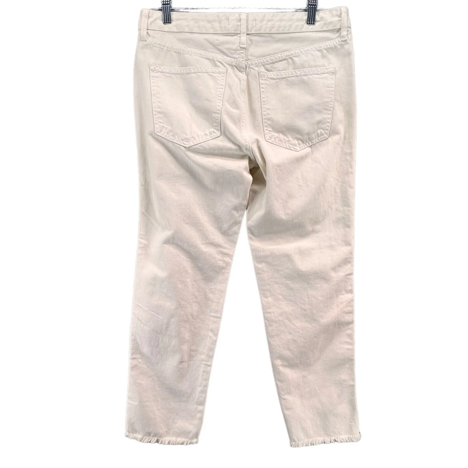 Free People We The Free Jeans Womens 27 Cream Tapered Leg Five Pocket Raw Hem - Image 4