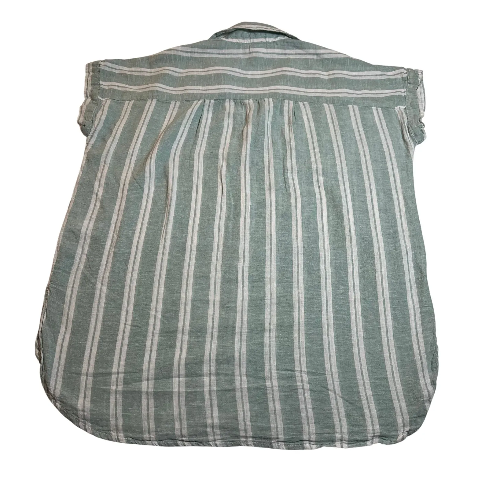 beachlunchlounge Stripe Linen Blend Button Up Shirt Size M Coastal Preppy Casual - Image 2