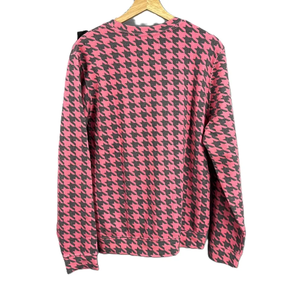 Sol Angeles Sweatshirt Pink Houndstooth Ruffle Detail Pullover Womens XL New - Image 3