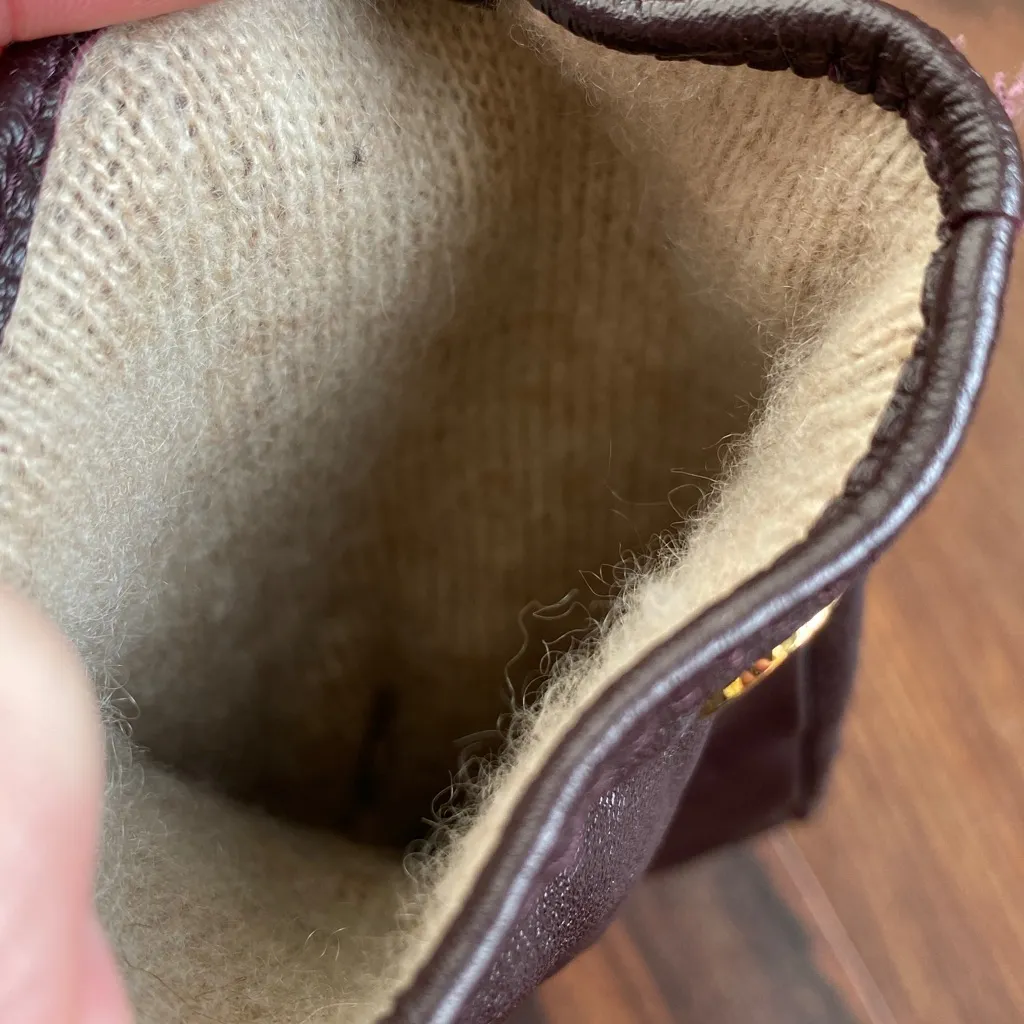 Adrienne Vittadini Oxblood Leather Gloves Cashmere Wool Lining Size Medium - Image 7