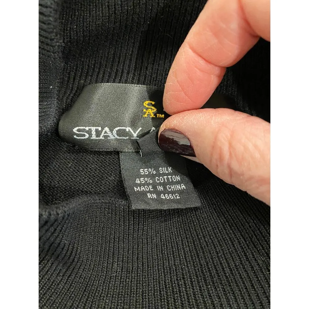 Stacy Adams Long Sleeve Silk Blend Embroidered Pullover Sweater Black Size XXL - Image 7