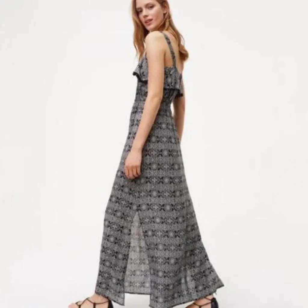 Loft Pom Pom Trim Maxi Dress Black White - Image 2