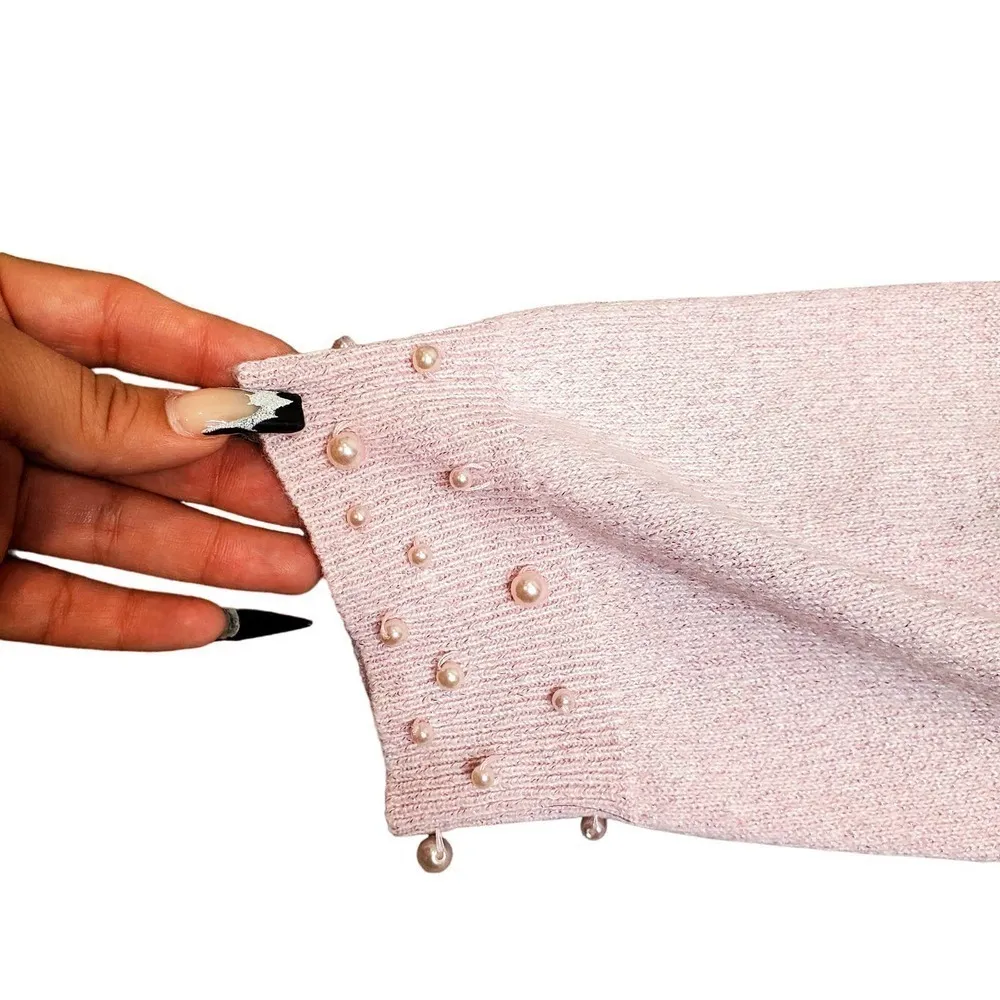 Briggs Pink Pearl Embellished Knit Sweater Size undefined - Image 8