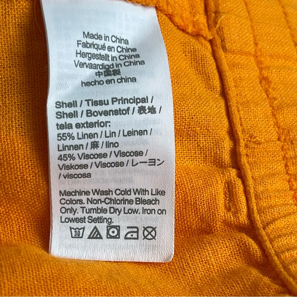 J. Crew Linen Blend Orange Women's Shorts Size S Pull On Drawstring Lightweight - Image 8