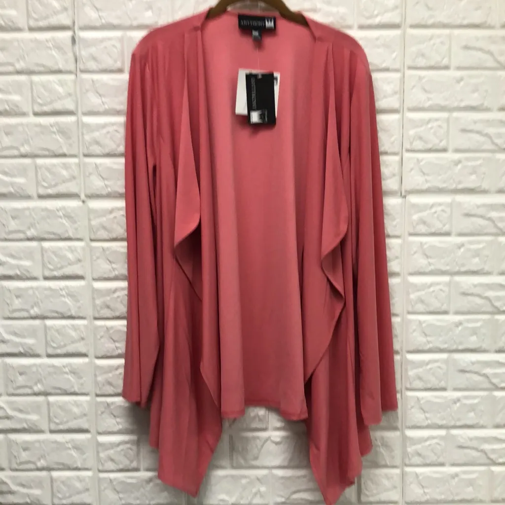 NWT ANTTHONY mauve open front flyaway drape front cardigan jacket‎ plus sz 1x Pink - Image 2