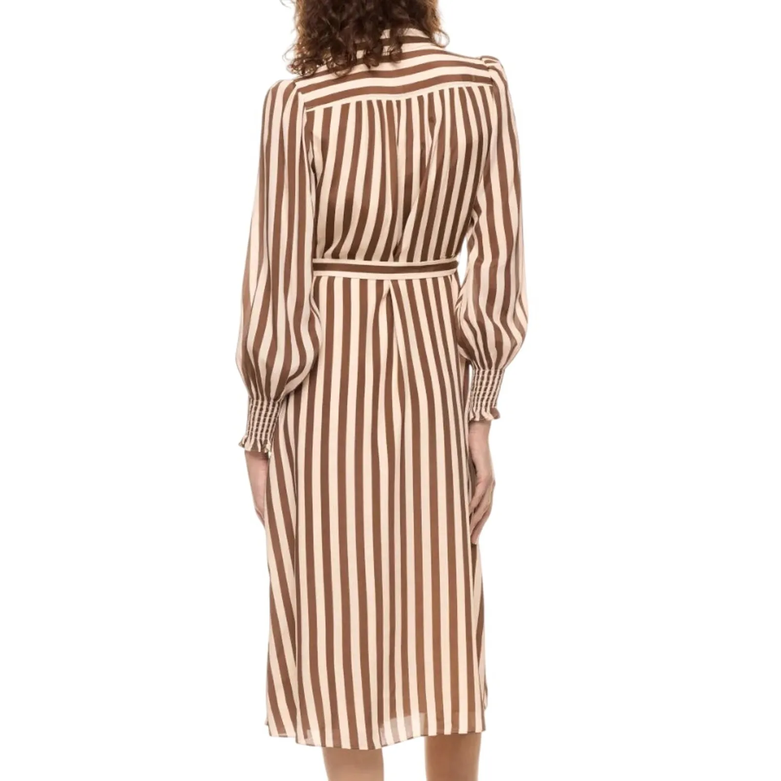 L.K. Bennett Emelia Shirt Dress in Brown/Cream, Size US 6 - Image 3