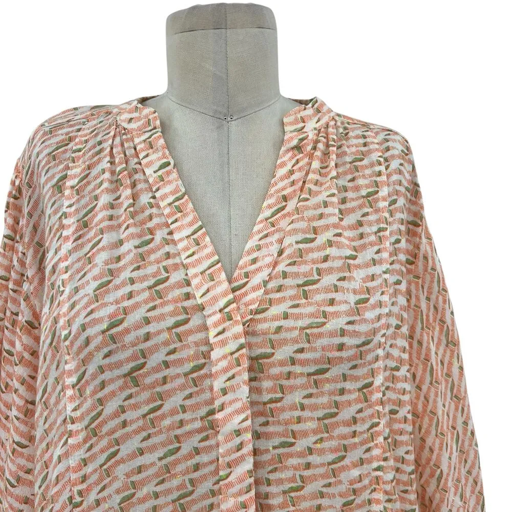 Anthropologie Maeve Lena Tunic Top‎ Yarn Dyed Lightweight Coral Orange Medium - Image 4