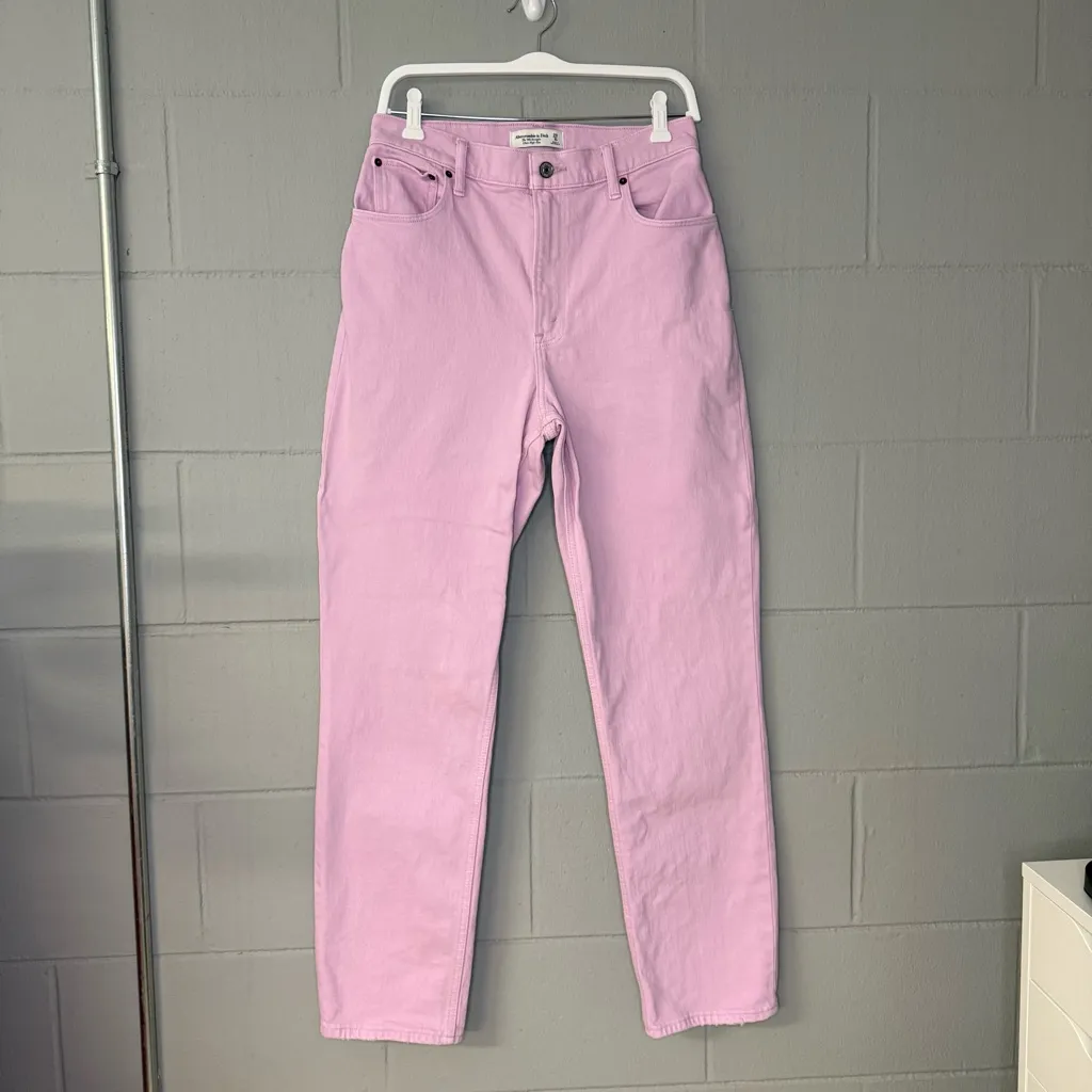 Abercrombie & Fitch The 90s Straight Ultra High Rise in Pink Curve Love Sz 29/8 - Image 3