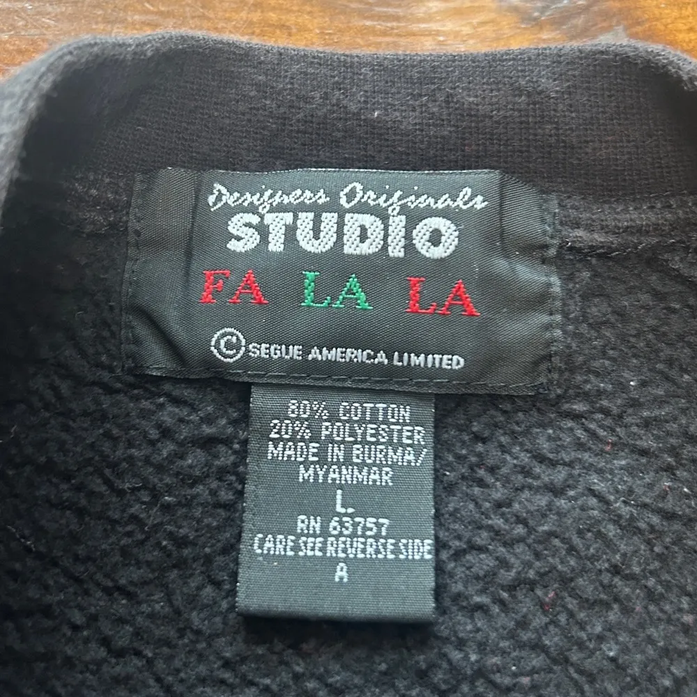 Designers Originals Embroidered Christmas Holiday Tacky Cute Sweater Large Black - Image 4