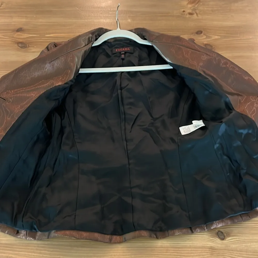 Escada Liquid Bronze Brown Structured Blazer Jacket Size 34 / 4 - Image 12