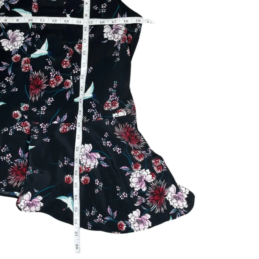 Womens Cut Out Black Floral Print High Low Sleeveless Blouse Sz Large - Image 5