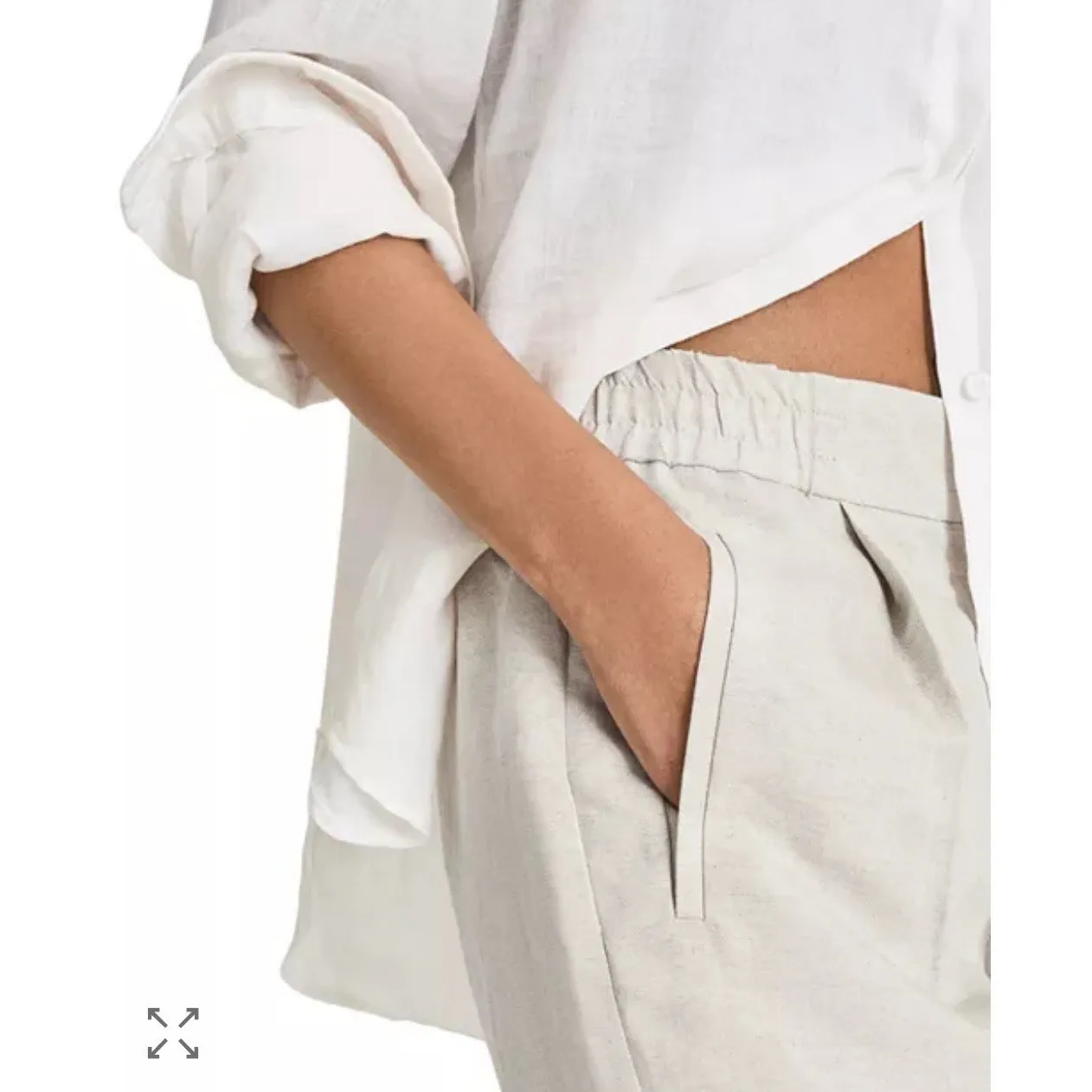 REISS Lily Pull-On Straight-Leg Trousers Button Fly Size 6 White Coastal - Image 2