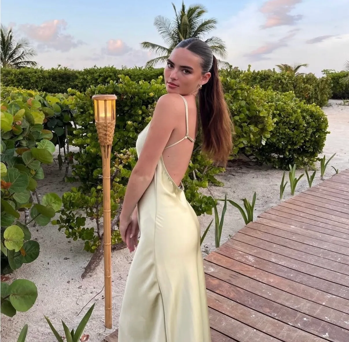 Dress Sage green Slip Midi Satin Effect Maxi Wedding Party - Image 10