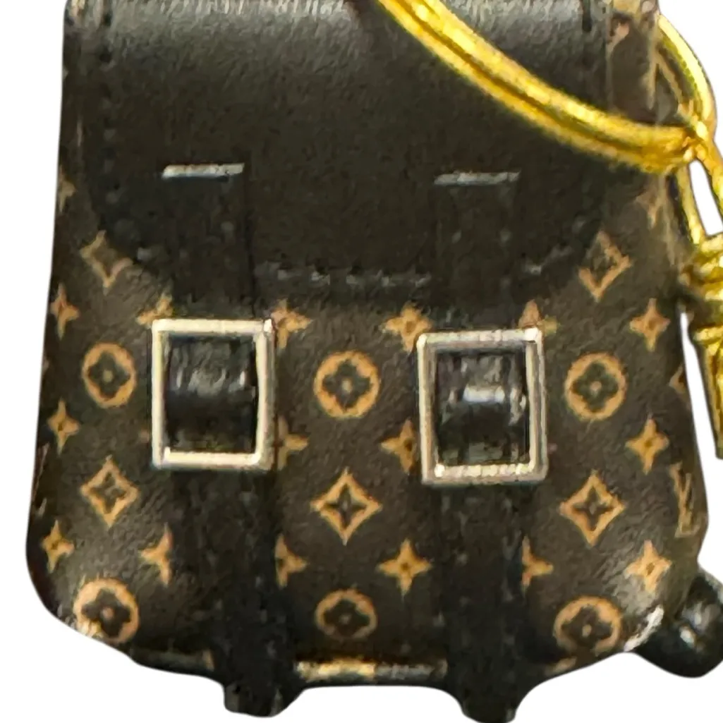 Miniature Monogram Backpack Keychain Bag Charm Labubu Accessory Black - Image 2