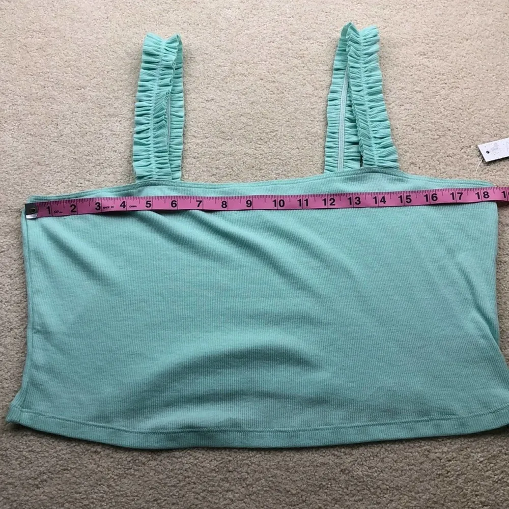 Abound: Turquoise Ribbed and Ruffled Crop top - Image 3