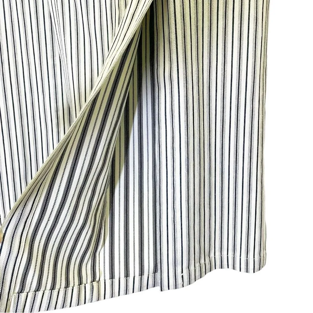 Worth New York High Rise Wide Split Leg Trousers Ivory Black Gray Stripe Size 12 - Image 9