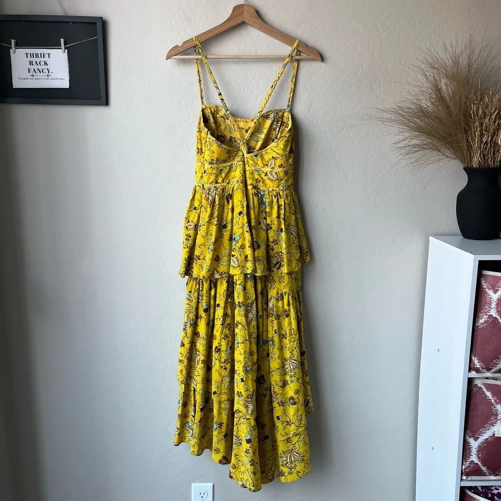 Ulla Johnson Dress Silk Floral Josanna Yellow Cut Out Midi‎ Gown Size 6 - Image 9