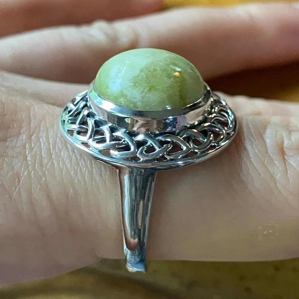 Natural Connemara Marble Sterling Silver Cocktail Ring Size 9 - Image 3