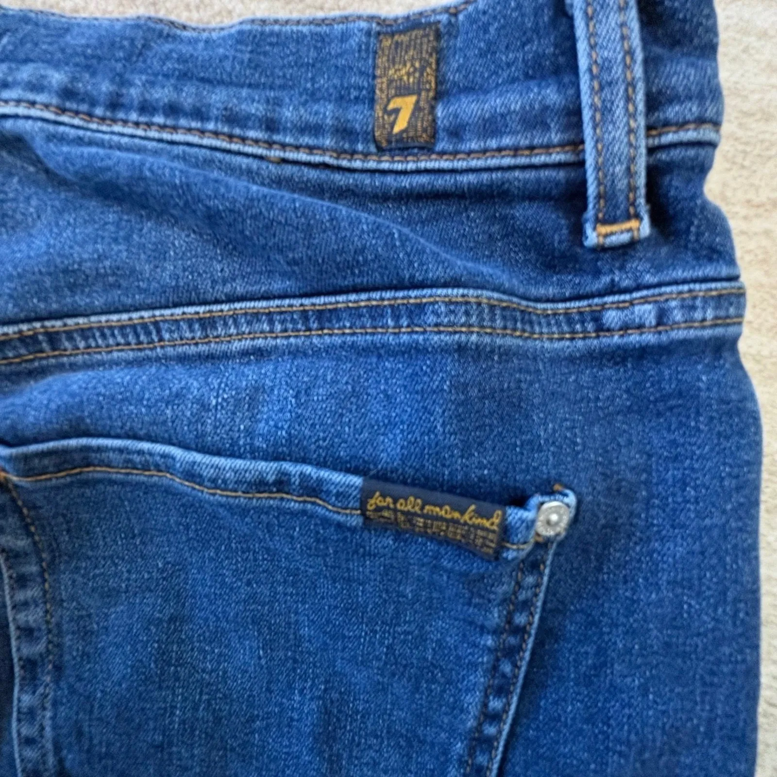 7 For All Mankind The Modern Straight Jeans  Women 31x25 Raw Hem Cropped (cut)‎ - Image 5