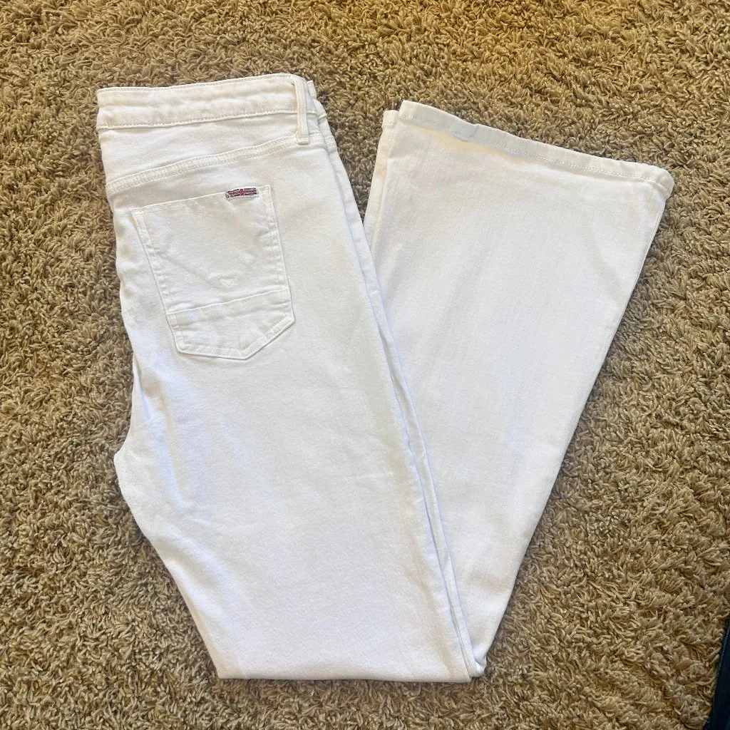 HUDSON Mia Five Pocket Midrise Flare Jeans in White Women's Size 32 - Image 5