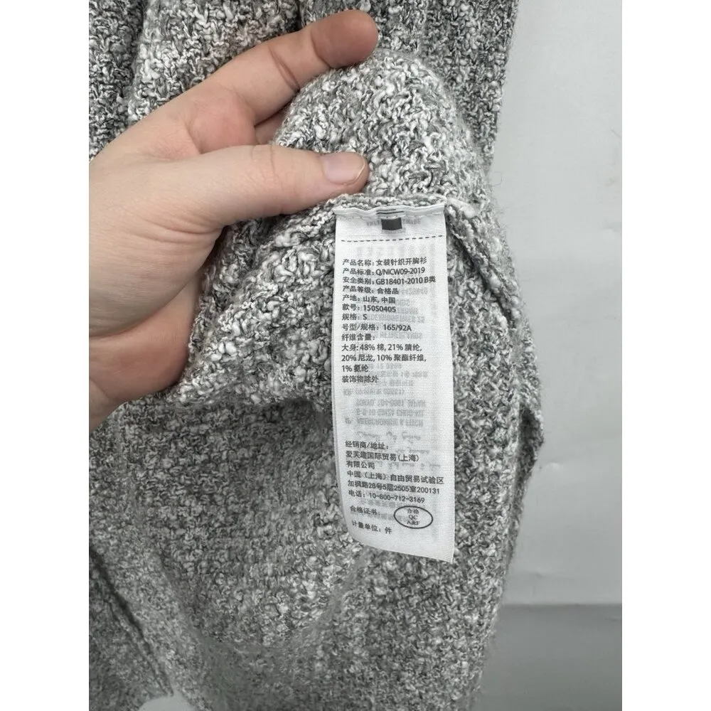 Abercrombie & Fitch Open Cardigan Women Small Silver Knit Long Length Minimalist - Image 4