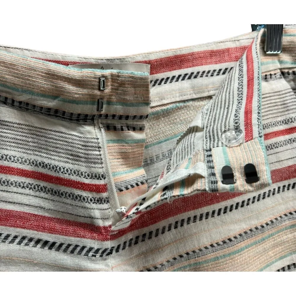 Joie Merci Shorts Womens 2 Multicolor Striped Linen Low Rise Pockets Beach Boho - Image 3