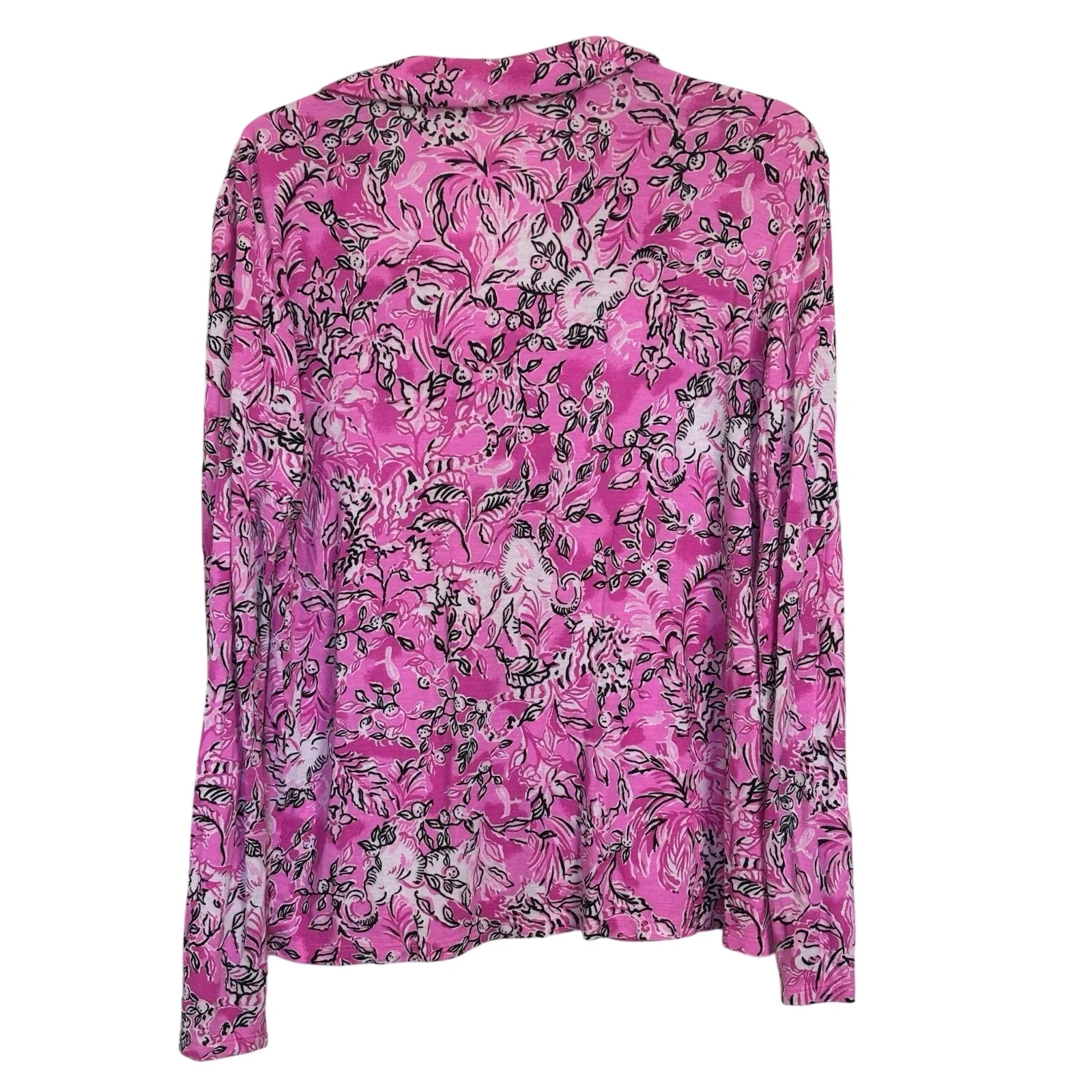 Lilly Pulitzer Purposefully Pink Elephant PJ Knit Button Up Top Size Medium - Image 2