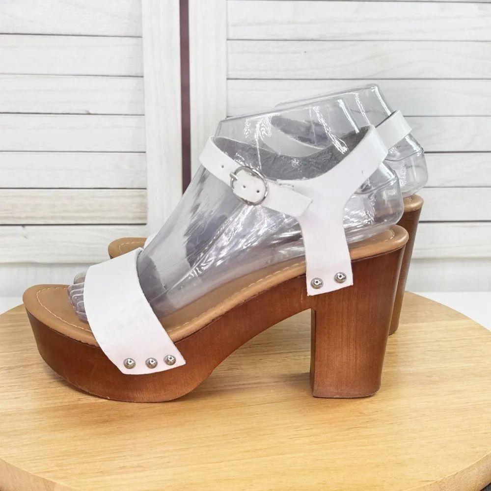 Madden Girl Lifft Chunky Platform Faux Leather Block Heel Sandals White 8 - Image 3
